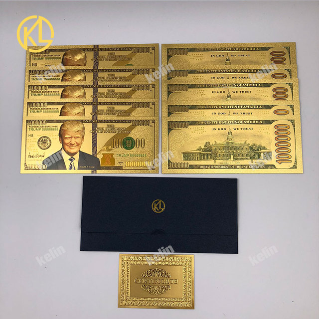 Złote banknoty 24k pozłacane, 10 sztuk/partia, 500 dolarów amerykańskich, plastikowe banknoty, fałszywy prezent, certyfikat i koperta - Wianko - 3