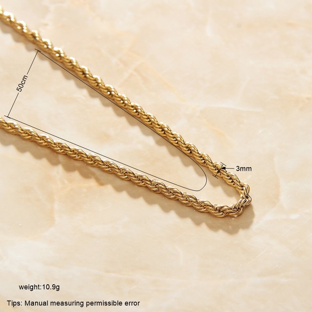 SOMMAR Fashion - złoty męski naszyjnik łańcuszkowy Twist o długości 50cm, 3mm, w minimalistycznym geometrycznym stylu - Wianko - 2