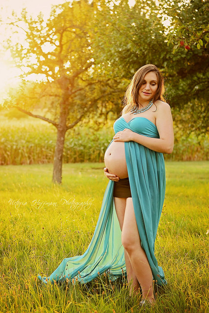 Sukienka ciążowa Maxi bawełna + szyfonowa, idealna na sesję zdjęciową - Wianko - 1