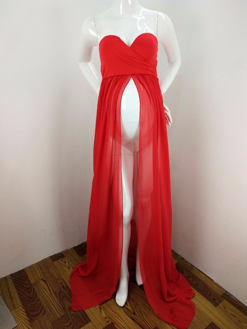 Sukienka ciążowa Maxi bawełna + szyfonowa, idealna na sesję zdjęciową - Wianko - 7