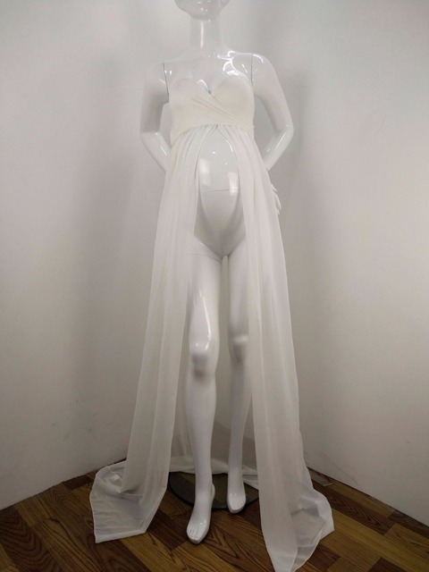 Sukienka ciążowa Maxi bawełna + szyfonowa, idealna na sesję zdjęciową - Wianko - 6