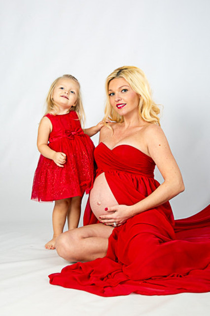 Sukienka ciążowa Maxi bawełna + szyfonowa, idealna na sesję zdjęciową - Wianko - 2