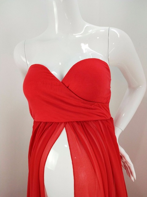 Sukienka ciążowa Maxi bawełna + szyfonowa, idealna na sesję zdjęciową - Wianko - 9