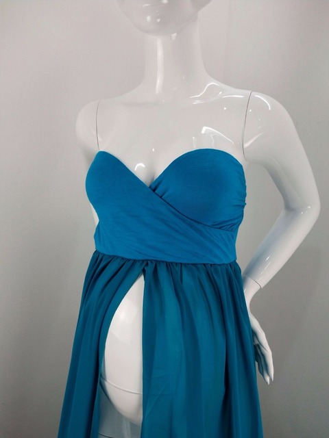 Sukienka ciążowa Maxi bawełna + szyfonowa, idealna na sesję zdjęciową - Wianko - 14