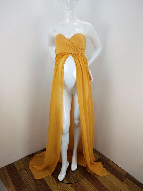 Sukienka ciążowa Maxi bawełna + szyfonowa, idealna na sesję zdjęciową - Wianko - 22