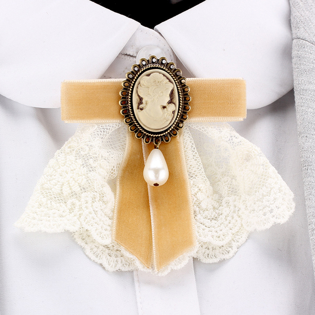 Elegancka broszka z koronką i wstążką dla kobiet - styl vintage - Wianko - 4