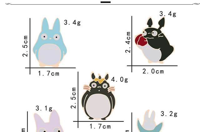 Broszka z motywem kreskówki Totoro - 5 stylów, denim, emaliowana, biżuteria dla dzieci i przyjaciół - Wianko - 29