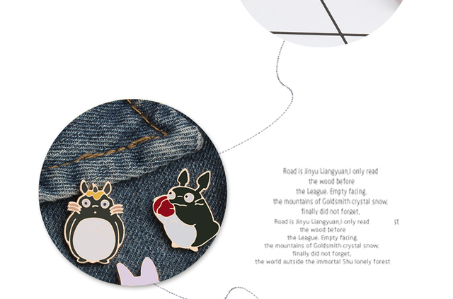 Broszka z motywem kreskówki Totoro - 5 stylów, denim, emaliowana, biżuteria dla dzieci i przyjaciół - Wianko - 33