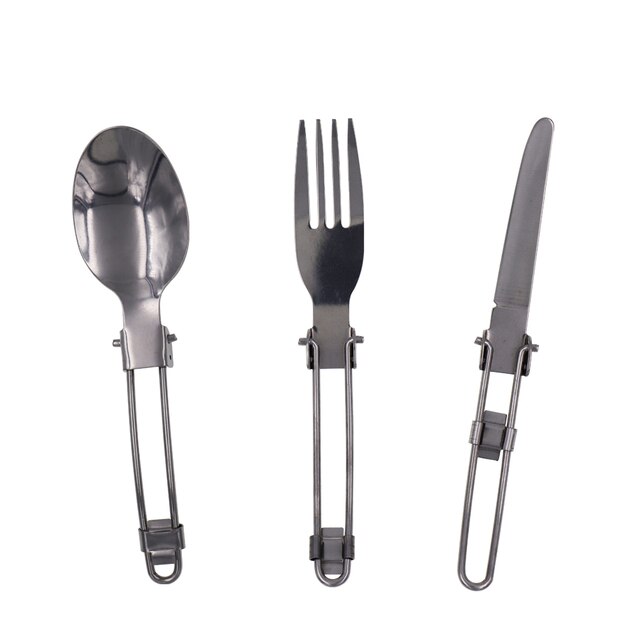 Zestaw sztućców piknikowych: składany widelec, łyżka i nóż zewnętrzne zastawy stołowe ze stali nierdzewnej - Wianko - 1