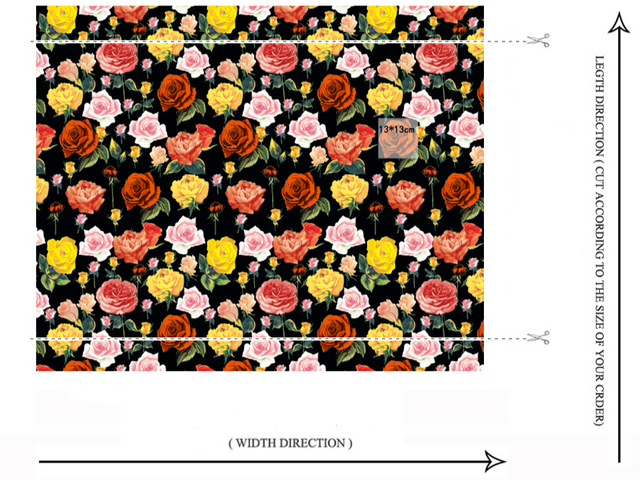 Poliestrowa tkanina z nadrukiem róż w kwiaty, szerokość 147 cm, do sukienek dla rodziców i dzieci, do ręcznego szycia - Wianko - 3