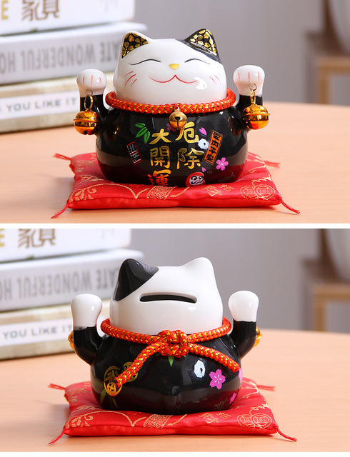 Figurka Cartoon Cute kot na szczęście 4.5 cala - ozdoba do dekoracji domu, skarbonka Feng Shui, prezent biznesowy - Wianko - 8