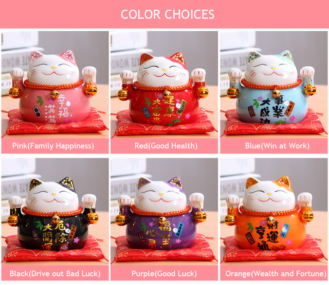 Figurka Cartoon Cute kot na szczęście 4.5 cala - ozdoba do dekoracji domu, skarbonka Feng Shui, prezent biznesowy - Wianko - 5