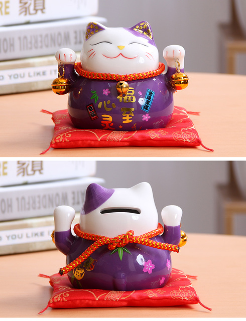 Figurka Cartoon Cute kot na szczęście 4.5 cala - ozdoba do dekoracji domu, skarbonka Feng Shui, prezent biznesowy - Wianko - 7