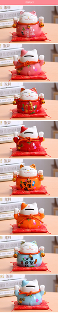 Figurka Cartoon Cute kot na szczęście 4.5 cala - ozdoba do dekoracji domu, skarbonka Feng Shui, prezent biznesowy - Wianko - 6
