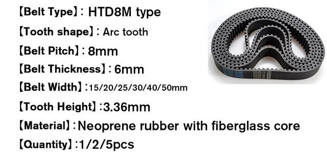 Pas transmisyjny gumowy HTD8M o długości 1336-1368 mm i skoku 8mm ząb łukowy szerokości 15/20/30/40 - Wianko - 2