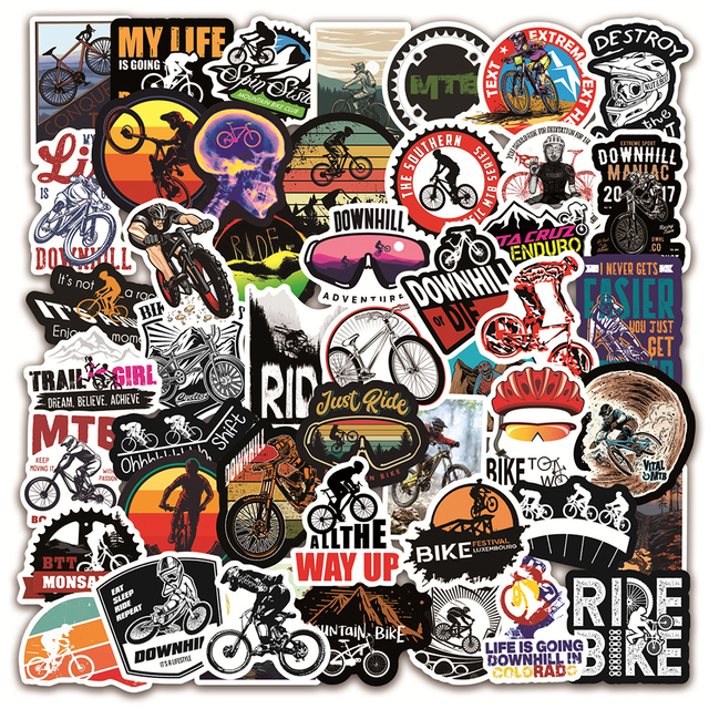 Naklejki rowerowe MTB Mountain Bike: 10/30/50/100 sztuk, wodoodporne, na deskorolkę, gitarę, laptop - kalkomanie graffiti - Wianko - 2