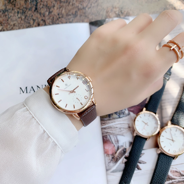 Luksusowy zegarek męski/damski PABLO RAEZ wodoodporny kwarcowy czarno-brązowy ze skórzanym paskiem Fashion Lover Clock - Wianko - 1