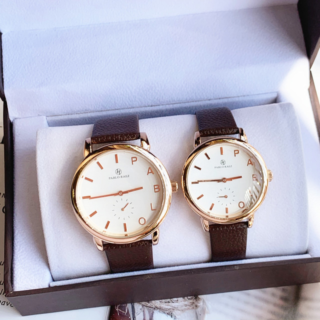 Luksusowy zegarek męski/damski PABLO RAEZ wodoodporny kwarcowy czarno-brązowy ze skórzanym paskiem Fashion Lover Clock - Wianko - 14
