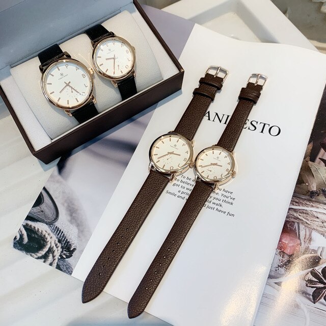 Luksusowy zegarek męski/damski PABLO RAEZ wodoodporny kwarcowy czarno-brązowy ze skórzanym paskiem Fashion Lover Clock - Wianko - 2
