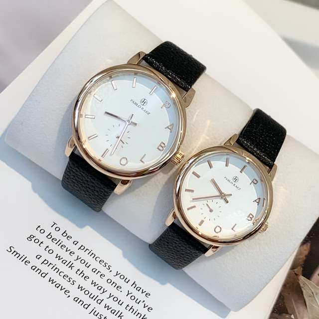 Luksusowy zegarek męski/damski PABLO RAEZ wodoodporny kwarcowy czarno-brązowy ze skórzanym paskiem Fashion Lover Clock - Wianko - 4
