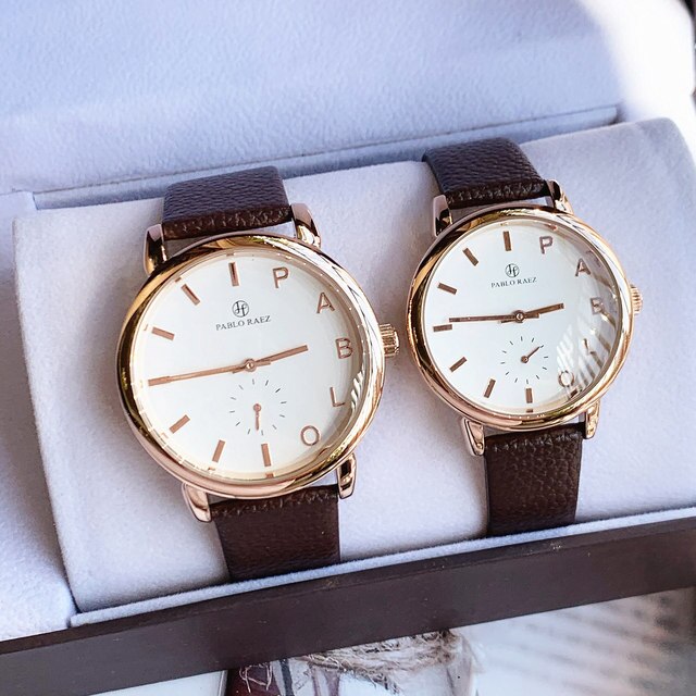 Luksusowy zegarek męski/damski PABLO RAEZ wodoodporny kwarcowy czarno-brązowy ze skórzanym paskiem Fashion Lover Clock - Wianko - 15