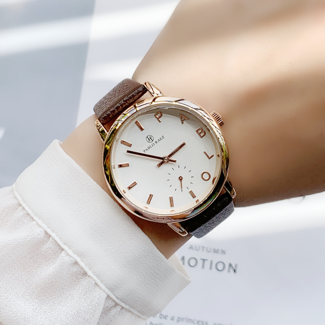 Luksusowy zegarek męski/damski PABLO RAEZ wodoodporny kwarcowy czarno-brązowy ze skórzanym paskiem Fashion Lover Clock - Wianko - 11