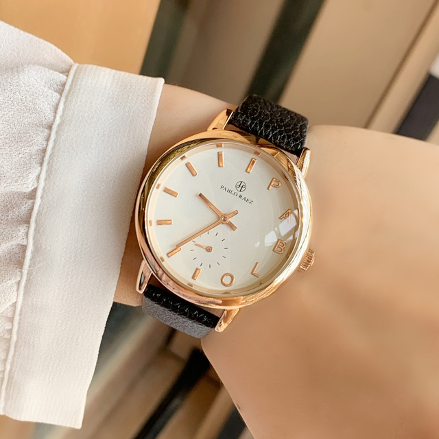 Luksusowy zegarek męski/damski PABLO RAEZ wodoodporny kwarcowy czarno-brązowy ze skórzanym paskiem Fashion Lover Clock - Wianko - 21
