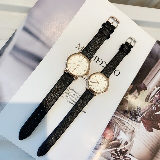 Luksusowy zegarek męski/damski PABLO RAEZ wodoodporny kwarcowy czarno-brązowy ze skórzanym paskiem Fashion Lover Clock - Wianko - 5