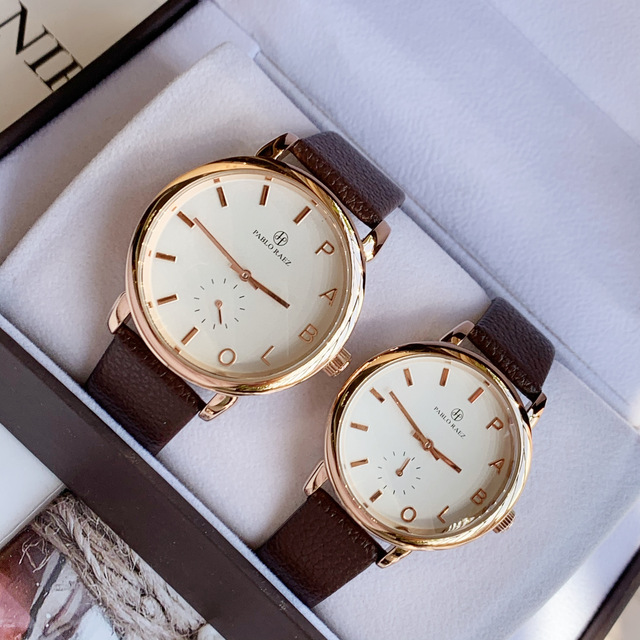 Luksusowy zegarek męski/damski PABLO RAEZ wodoodporny kwarcowy czarno-brązowy ze skórzanym paskiem Fashion Lover Clock - Wianko - 17