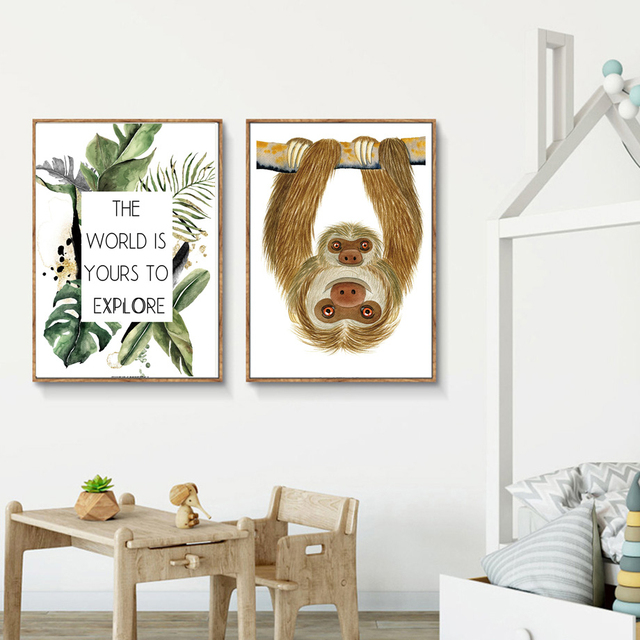 Obraz na płótnie zwierzęta przedszkolne (lew, koala, pingwin, słoń, żyrafa, tygrys) - plakaty i wydruki artystyczne na pokój dziecięcy - Wianko - 3