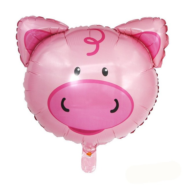 2022 Duży balon foliowy w kształcie głowy świni - dekoracja na przyjęcie urodzinowe dla chłopca i dziewczynki - zwierzęcy balon z helem - Wianko - 4