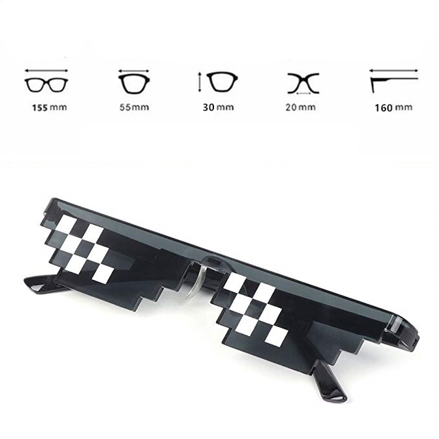 Okulary przeciwsłoneczne mozaikowe Thug Life z efektem pikseli dla kobiet i mężczyzn - Wianko - 1