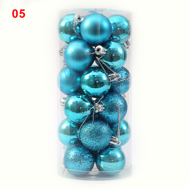 24 sztuki kolorowych plastikowych kulek wiszących 6cm - ozdoby choinkowe, dekoracje wielobarwne - Wianko - 5