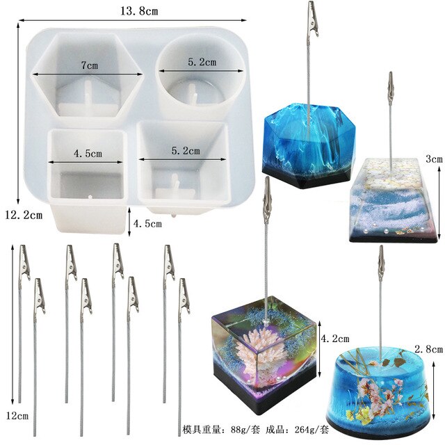 Etui na karty z klipsem i formy kreatywne do biżuterii z żywicy epoksydowej i silikonowych form memo do zastawy stołowej - Wianko - 5