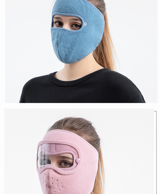 Zimowa maska przeciwkurzowa z polarowym wewnętrzem i goglami HD do jazdy na nartach, motocyklu lub rowerze dla mężczyzn i kobiet - Wianko - 9