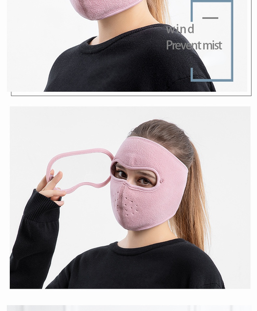 Zimowa maska przeciwkurzowa z polarowym wewnętrzem i goglami HD do jazdy na nartach, motocyklu lub rowerze dla mężczyzn i kobiet - Wianko - 10