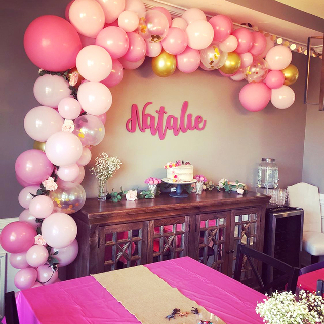 Zestaw dekoracji balonowych na urodziny i rocznicę - różowo złote balony, konfetti, 134 sztuki - Wianko - 8