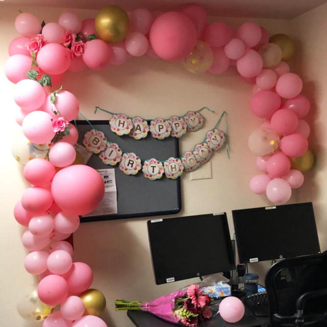 Zestaw dekoracji balonowych na urodziny i rocznicę - różowo złote balony, konfetti, 134 sztuki - Wianko - 11
