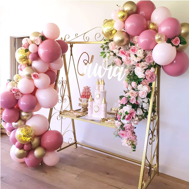 Zestaw dekoracji balonowych na urodziny i rocznicę - różowo złote balony, konfetti, 134 sztuki - Wianko - 10