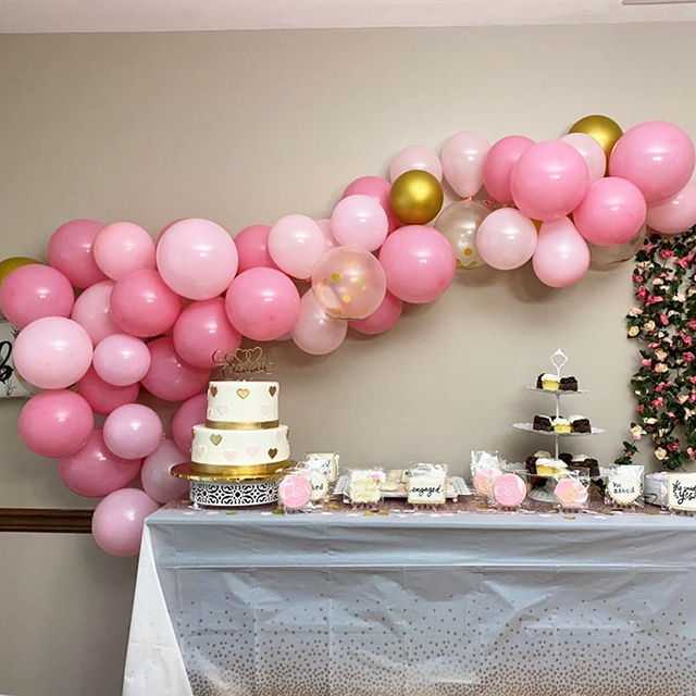 Zestaw dekoracji balonowych na urodziny i rocznicę - różowo złote balony, konfetti, 134 sztuki - Wianko - 16