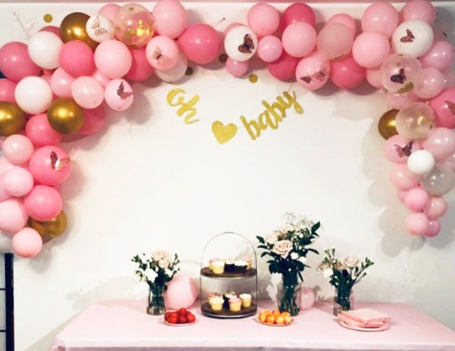 Zestaw dekoracji balonowych na urodziny i rocznicę - różowo złote balony, konfetti, 134 sztuki - Wianko - 6