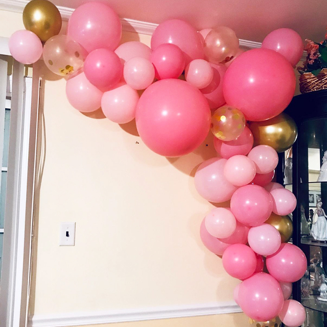 Zestaw dekoracji balonowych na urodziny i rocznicę - różowo złote balony, konfetti, 134 sztuki - Wianko - 14