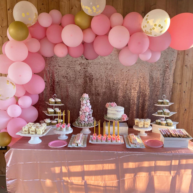 Zestaw dekoracji balonowych na urodziny i rocznicę - różowo złote balony, konfetti, 134 sztuki - Wianko - 7