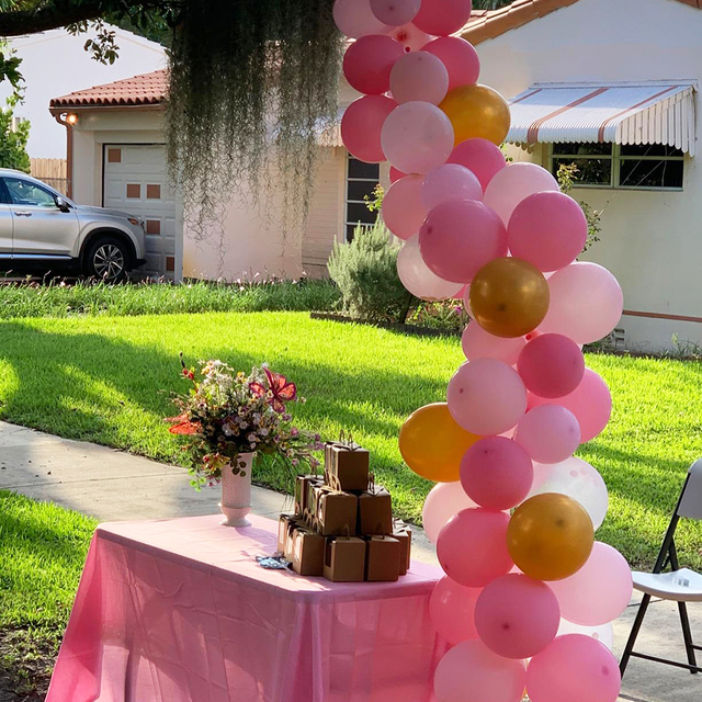 Zestaw dekoracji balonowych na urodziny i rocznicę - różowo złote balony, konfetti, 134 sztuki - Wianko - 17