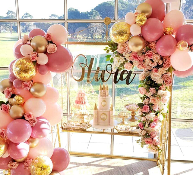Zestaw dekoracji balonowych na urodziny i rocznicę - różowo złote balony, konfetti, 134 sztuki - Wianko - 12