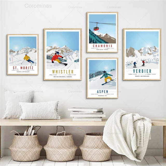 Płótno artystyczne obraz - Tignes Aspen Snowboard Ski Travel Kanada Nordic - plakaty i druki zdjęć na ścianę do dekoracji domowej - Wianko - 5