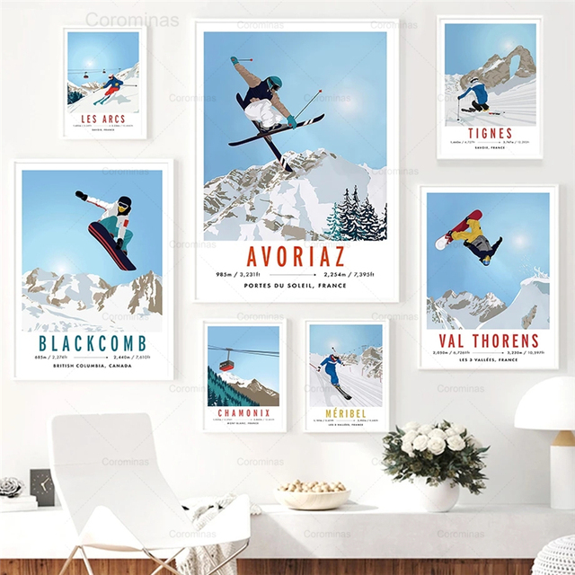 Płótno artystyczne obraz - Tignes Aspen Snowboard Ski Travel Kanada Nordic - plakaty i druki zdjęć na ścianę do dekoracji domowej - Wianko - 3
