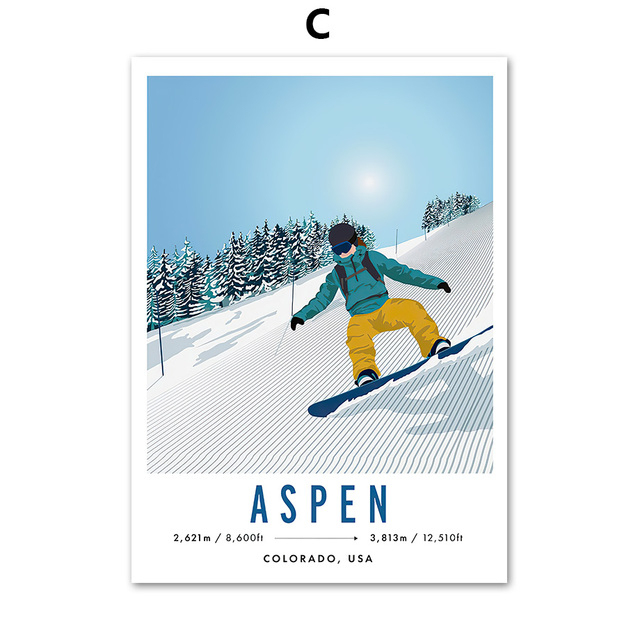 Płótno artystyczne obraz - Tignes Aspen Snowboard Ski Travel Kanada Nordic - plakaty i druki zdjęć na ścianę do dekoracji domowej - Wianko - 8
