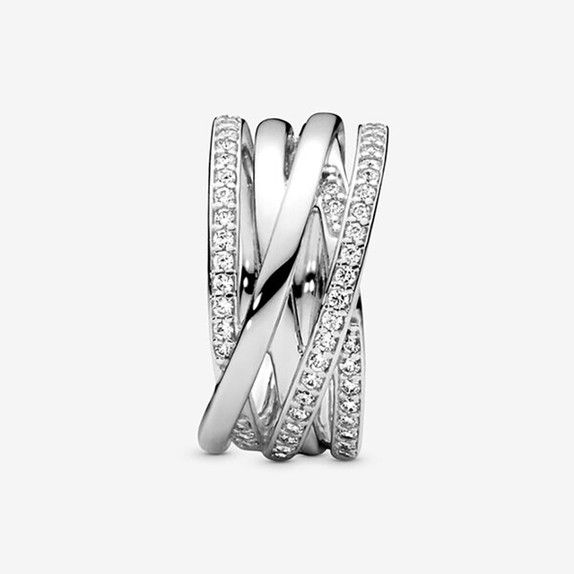 Nowy pierścień damski z liniami musującymi i polerowanymi, wykonany ze srebra 925, na zaręczyny lub rocznicę - biżuteria DIY - Wianko - 5