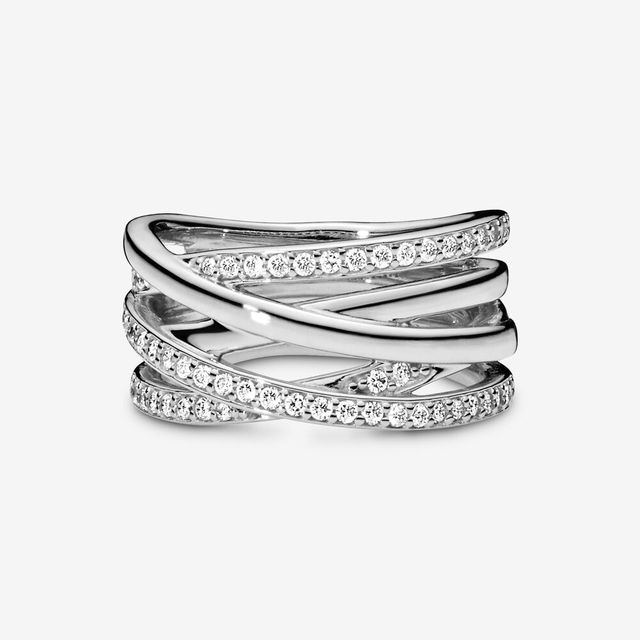 Nowy pierścień damski z liniami musującymi i polerowanymi, wykonany ze srebra 925, na zaręczyny lub rocznicę - biżuteria DIY - Wianko - 6